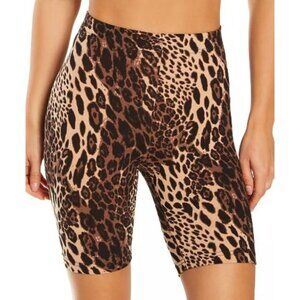 HUE Essentials Wavy Leopard Cotton Bike Shorts U22725 Brown Leopard Small